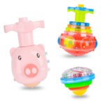 Net Red Children's Lighting Toys Lighting Music Top Spinning Toys Boys Girls Street Stall Square Wholesale Cross-border