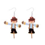 European and American cross-border hot sale Thanksgiving earrings female creative acrylic sheet scarecrow turkey leg maple earrings - Image 5