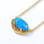 2022 New Japanese Light Luxury Retro S925 Sterling Silver Necklace Niche Pattern Blue Opal Pendant Clavicle Chain - Image 3