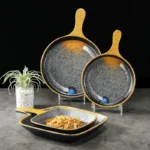 Melamine plate Japanese-style plastic barbecue plate imitation porcelain round flat plate barbecue plate restaurant hot pot tableware dish commercial - Image 3