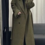 New autumn/winter long reversible wool coat women's Korean double-breasted belt loose thickened warm woolen jacket