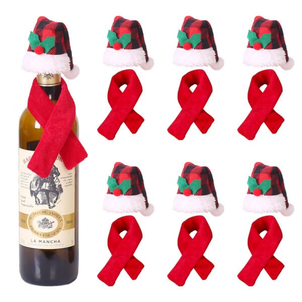 Christmas creative decorations scarf hat two-piece suit red wine bottle set hotel restaurant decoration dress up supplies