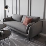 Nordic double sofa combination small apartment clothing store balcony apartment modern minimalist gray three-person fabric sofa