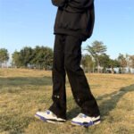 American high street vibe style black breasted jeans, men's spring trendy brand loose straight-leg stacked bootcut pants - Image 4