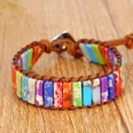Duowei wish cross-border supply color emperor stone bracelet hand-woven cowhide rope stone hand jewelry - Image 2