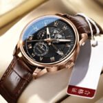 Foreign trade new fashion hot sale hot three eyes calendar starry sky moon fashion men's watch belt wholesale - Image 2