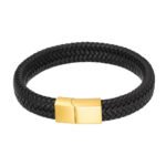Cross-border hot selling bracelets, stainless steel, leather, leather bracelets, retro braided titanium steel bracelets, factory direct sales - Image 2