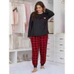 Amazon European and American women's pajamas love print fat mm large size long-sleeved two-piece home service foreign trade independent station - Image 3