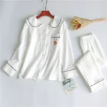 Ms. Bear Couple Double Layer Cotton Round Neck Pajamas - Image 2