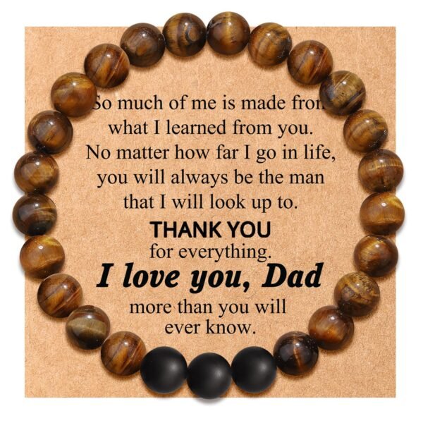 Amazon Explosive Frosted Agate Tiger Eye Stone Volcanic Stone Bracelet Father's Day Gift Father's Day Card Bracelet