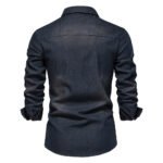 2022 foreign trade trend new US size denim non-iron shirt men's casual solid color non-iron men's long-sleeved shirt - Image 2