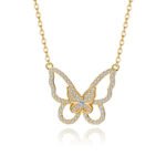 European and American sources of fashion and temperament zircon clavicle chain S925 sterling silver 18K gold pendant necklace ladies butterfly necklace - Image 5