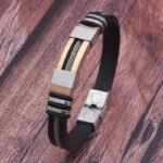 Wholesale New European and American Silicone Titanium Steel Bracelet Popular Fashion Men's Hand Jewelry Amazon Adjustable Cross Bracelet - Image 5