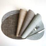 Japanese bamboo pattern heat insulation placemat oval thickened tableware mat hotel PVC mat solid color home kitchen mat coaster - Image 4