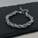 New European and American woven twist titanium steel bracelet men's ins trendy brand high-end hip-hop niche design couple bracelet - Image 4