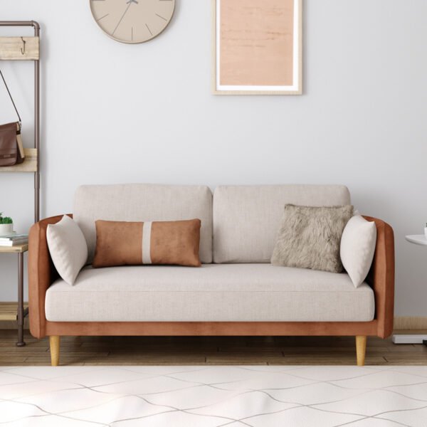 Fabric sofa simple modern living room double technology cloth wash-free color matching Nordic three-person small apartment sofa