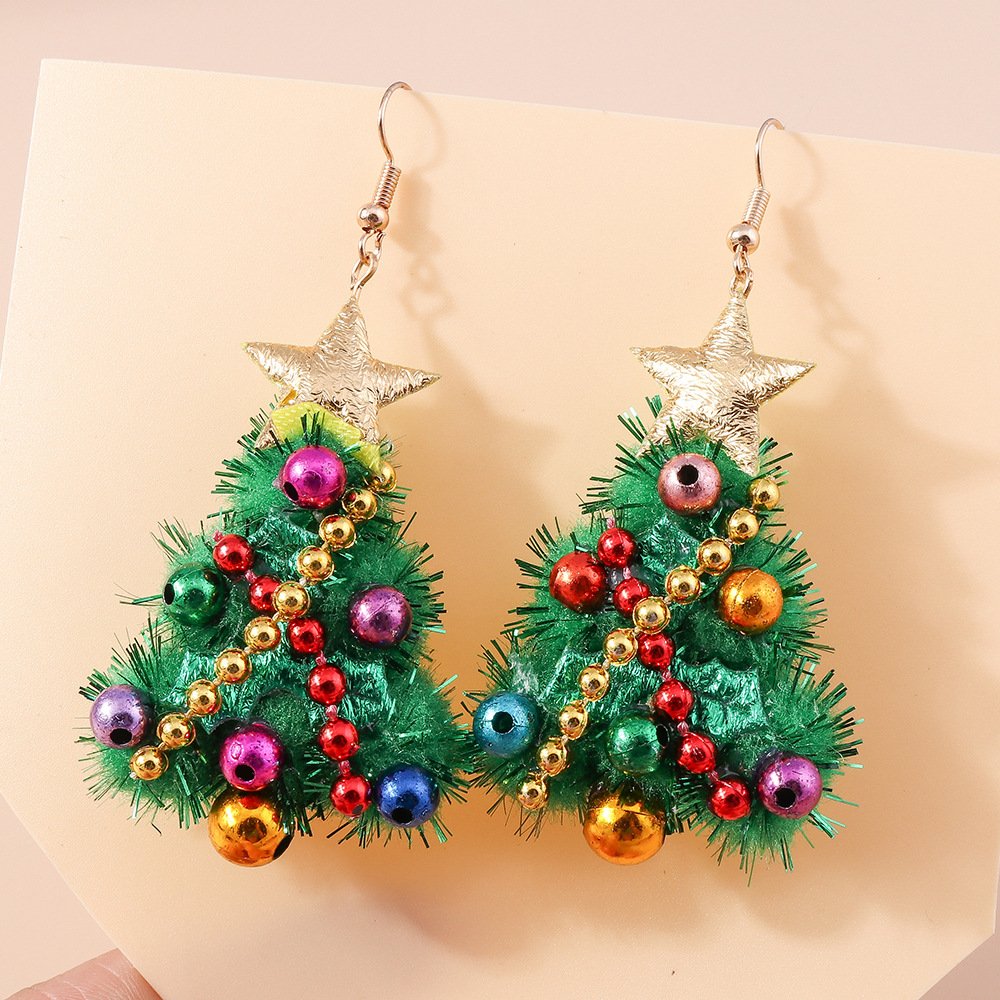 O1CN01nUzl5F1vac2GgQDl6_2866776189-0-cib.jpg European and American Christmas Jewelry 2024 New Christmas Tree Earrings Personalized Color DIY Felt Earrings Cross-border Jewelry - Image 1