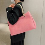 2023 new Japanese ins cotton and linen coarse cloth portable tote bag female simple large-capacity canvas bag trendy shoulder bag - Image 3