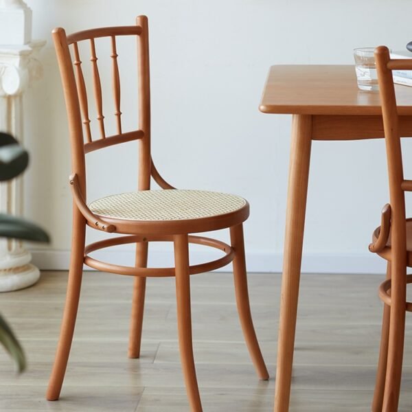 Household solid wood dining chair Nordic retro rattan chair desk chair stool Japanese simple fashion backrest chair