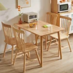 Japanese-style household solid wood dining table economy small apartment table and chair combination set rectangular log simple dining desk