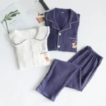 Ms. Bear Couple Double Layer Cotton Round Neck Pajamas