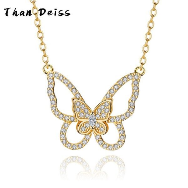 European and American sources of fashion and temperament zircon clavicle chain S925 sterling silver 18K gold pendant necklace ladies butterfly necklace
