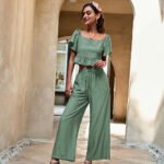 Independent research and development design European and American independent station fashion suits wide-leg pants 2022 summer French square collar loose top - Image 2