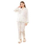 Ladies Ladies Lapel Lapel Pajamas Comfortable Cotton Homewear in Spring - Image 5