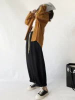 Khaki Lantern Japanese High Waist Casual Overalls - Image 3