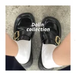 Dolin collection sweet and cool Japanese style flat retro British commuter small leather shoes women's Japanese style loafers - Image 2