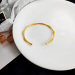 Retro temperament bamboo design bracelet personality opening copper gold-plated bracelet ins style trendy jewelry T174 - Image 3
