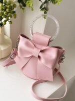 Bow crossbody bucket bag women's high-end sense summer new solid color cylinder shoulder bag niche round handbag - Image 2