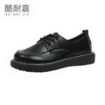 Round toe small leather shoes Japanese women's jk2022 new flat bottom all-match commuting lace-up women's shoes Mary Jane single shoes spring - Image 2
