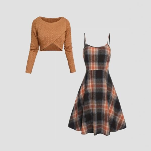 Summer 2025 New Women's Two-Piece Set Knitted Long-Sleeved Top with Personality Dress-XW144