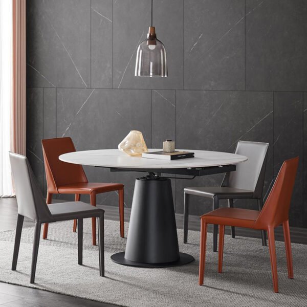 Italian minimalist living room round dining table and chair combination modern minimalist retractable slate dining table and chair combination small apartment