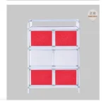 Three-layer mini rack waterproof bowl chopsticks rack open door cupboard storage layered modern minimalist cup with door - Image 5