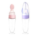 Baby newborn baby feeding water spoon rice paste spoon silicone squeeze rice flour food supplement bottle tool feeding soft spoon - Image 2