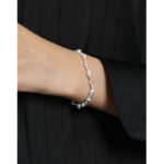 1002 Korean version of ins niche design geometric broken silver thread bead texture texture S925 sterling silver bracelet for women - Image 4