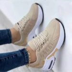 2022 spring and autumn new European and American foreign trade large size casual shoes women's fly woven wedge front lace mesh breathable women's shoes - Image 4
