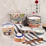 Hefeng Japanese cuisine tableware ramen bowl commercial imitation porcelain noodle soup bowl covered rice bowl barbecue bibimbap bowl melamine bowl - Image 3