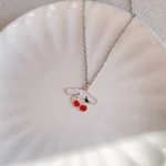 Cosmic ray holding cherry puppy necklace Japanese sweet and cute cartoon anime simple student girlfriends ins style - Image 4