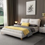 Modern minimalist 1.8m double wedding bed master bedroom small apartment leather art bed 2022 new soft bag bedroom queen bed - Image 3