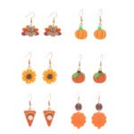 Creative sweet Thanksgiving jewelry handmade soft pottery simulation pumpkin turkey maple chrysanthemum a variety of autumn earrings