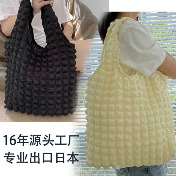 Folded Bubble Bag 2023 New Cotton Japanese Ladies Handbag Shopping Bag One Shoulder Canvas Cloud Bag