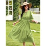 Medium sleeved elastic waist dress - Image 2