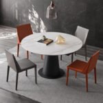 Italian minimalist living room round dining table and chair combination modern minimalist retractable slate dining table and chair combination small apartment - Image 4