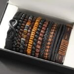 TEMU Shein New 12 Piece Beaded Bracelet Cross-Border Coconut Shell Wood Bead Stretch Men's Bracelet Without Box