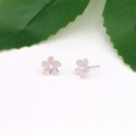S925 sterling silver foreign trade jewelry creative personality Japanese cherry blossom earrings small fresh and cute pink flower earrings - Image 4