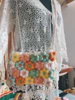 American style garden style puff flower bag Cushion diagonal span bag material - Image 3