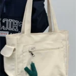 Tea party commuter canvas bag Japanese ins style student class large-capacity shoulder bag female solid color tote bag